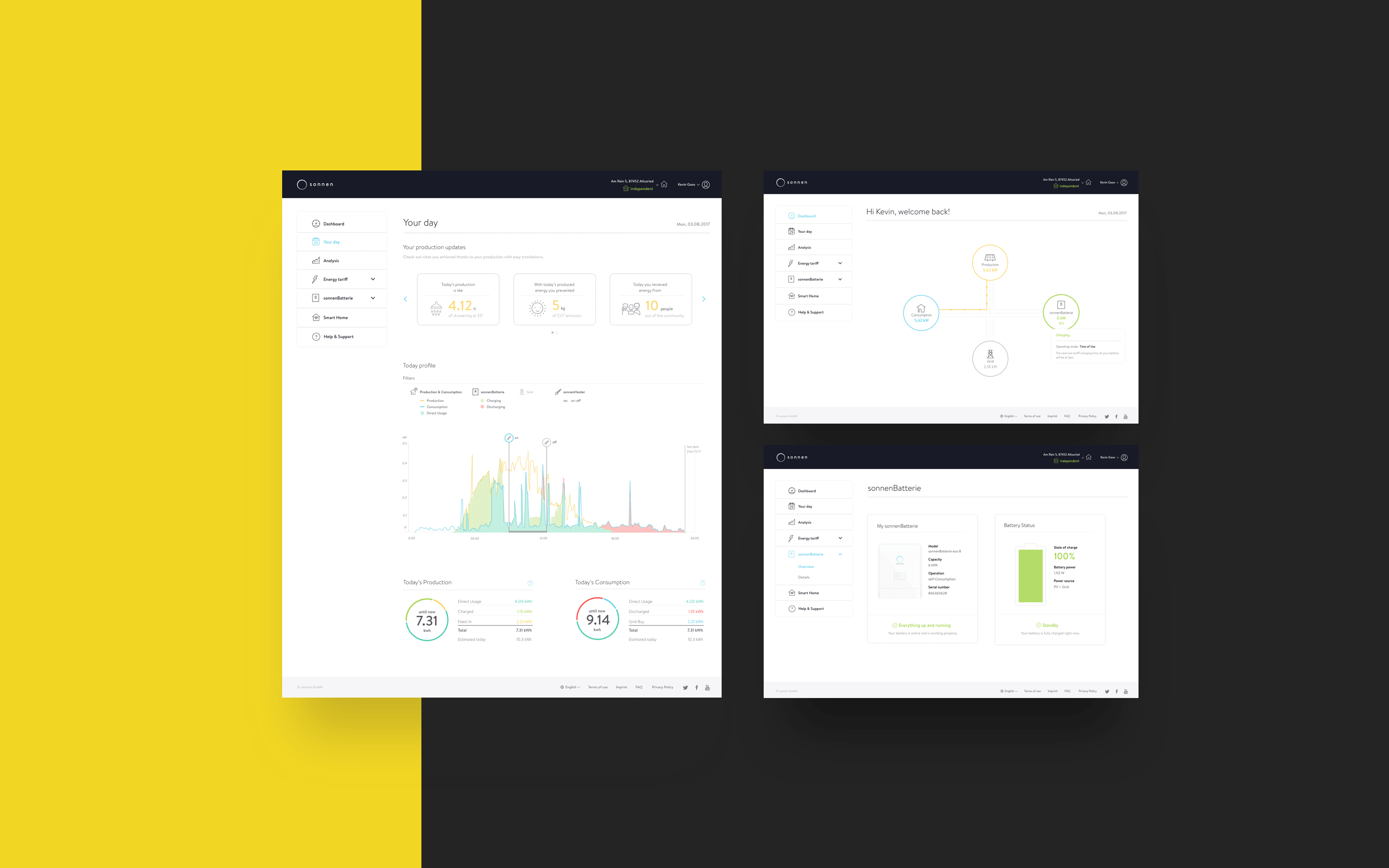 Sonnen Customer Portal App Views